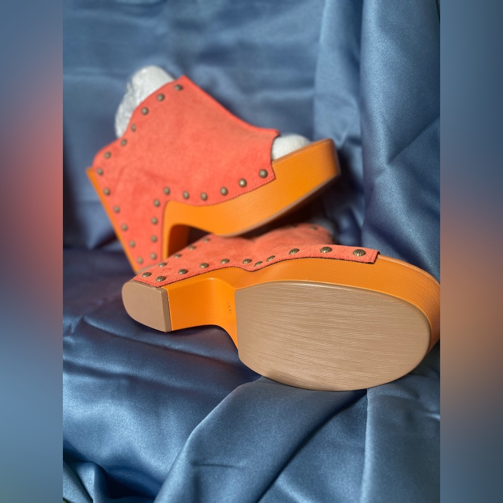 Orange platform wedges